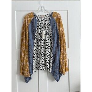 GIGIO Boho Multicolor Animal Print Dolman Sleeve Tunic Top Hippie, Plus Size XL